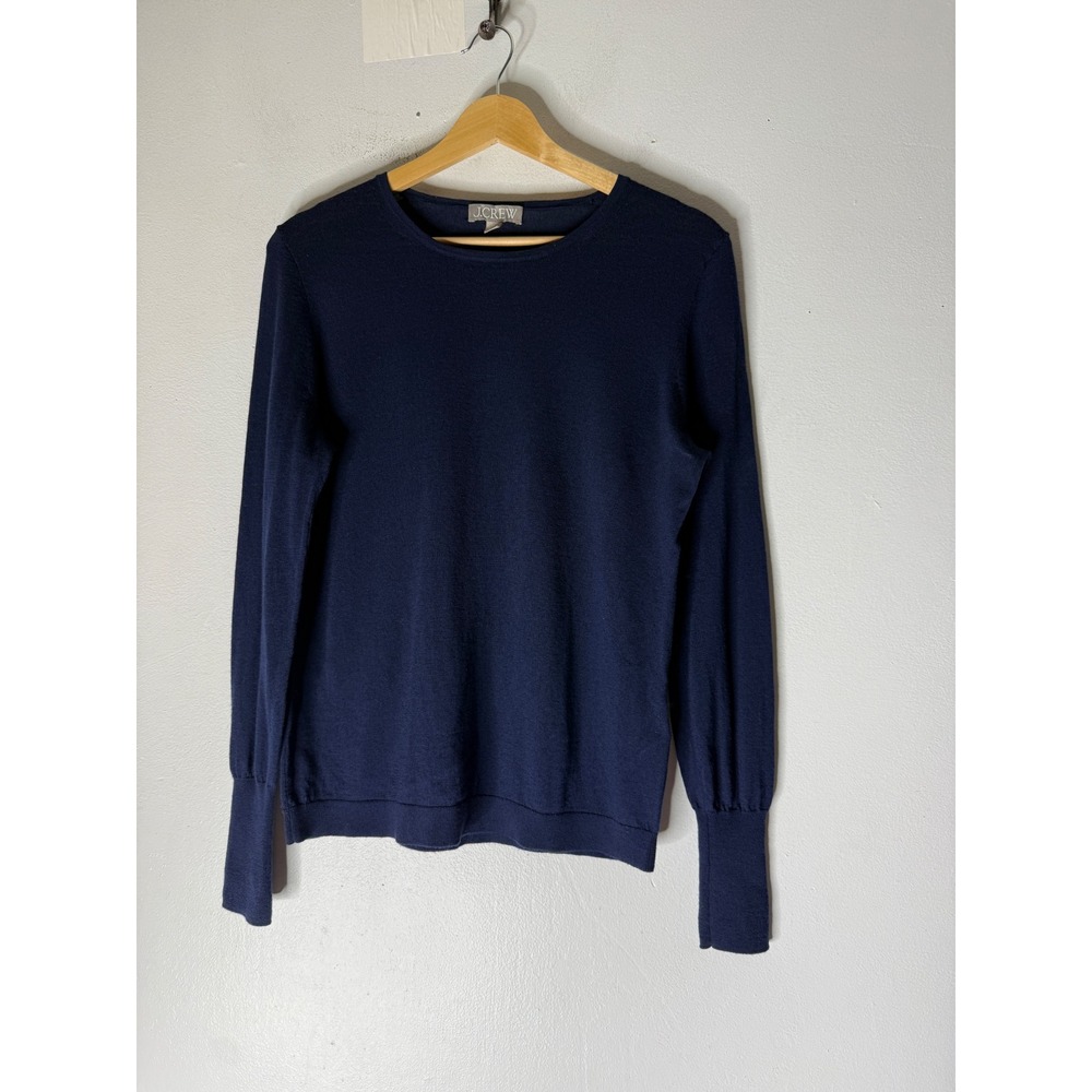 J crew Navy Blue Merino Wool crew neck sweater lightweight slim fit Small
